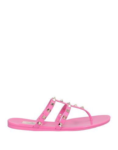 Shop Valentino Garavani Woman Thong Sandal Fuchsia Size 7 Rubber In Pink