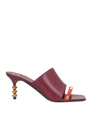 Valentino Garavani Woman Sandals Burgundy Size 8 Leather In Red
