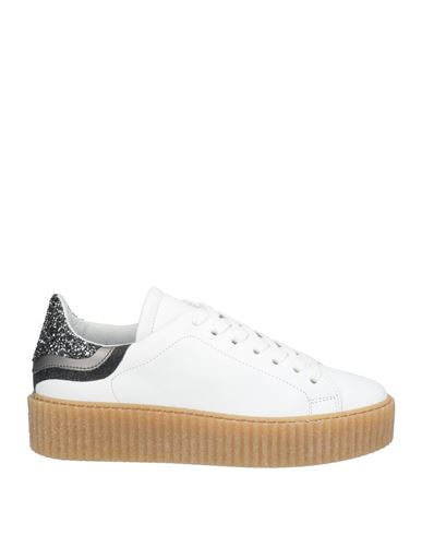Shop Méliné Woman Sneakers White Size 7 Leather, Textile Fibers