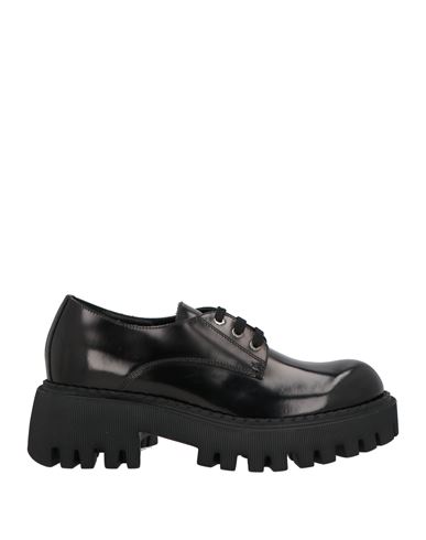 Loriblu Woman Lace-up Shoes Black Size 8 Leather