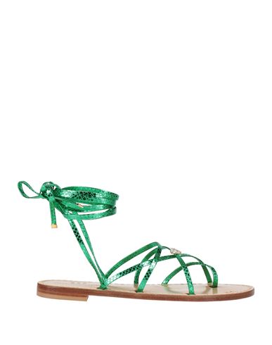 Shop Emanuela Caruso Capri Woman Thong Sandal Emerald Green Size 7.5 Leather