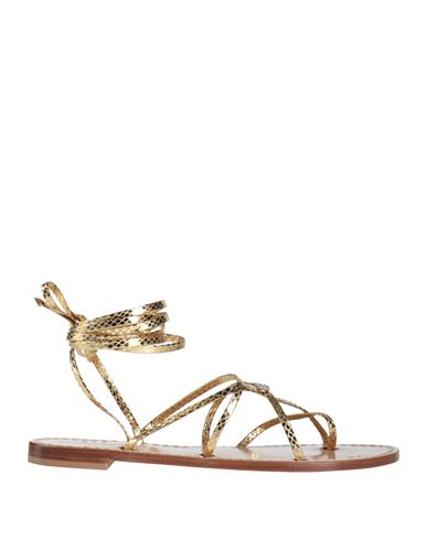 Shop Emanuela Caruso Capri Woman Thong Sandal Gold Size 7.5 Leather