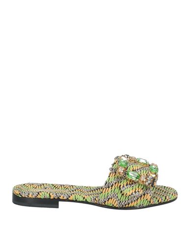 Emanuela Caruso Capri Woman Sandals Green Size 5 Textile Fibers In Green