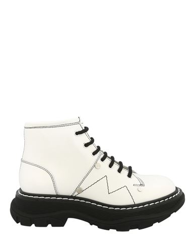 Shop Alexander Mcqueen Tread Slick Lace Up Boot Woman Ankle Boots White Size 8 Calfskin