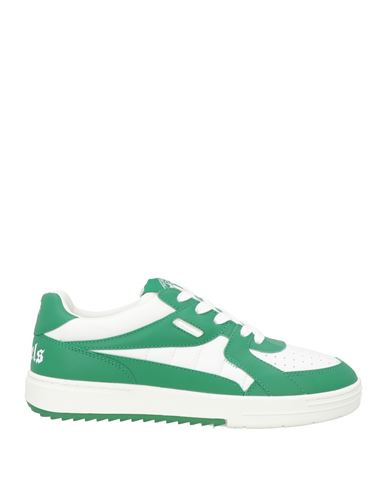 Shop Palm Angels Man Sneakers Green Size 8 Leather