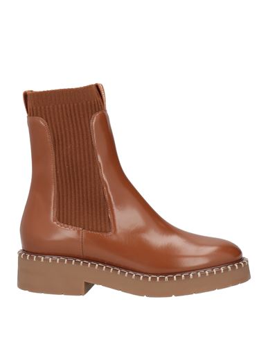 Chloé Noua Glossed-leather And Ribbed-knit Chelsea Boots In Caramello