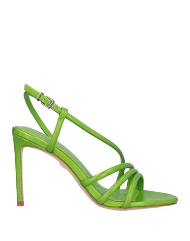 Lola Cruz Woman Sandals Green Size 8 Leather In White