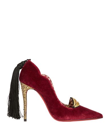 Christian Louboutin Woman Pumps Burgundy Size 8 Textile Fibers In Red