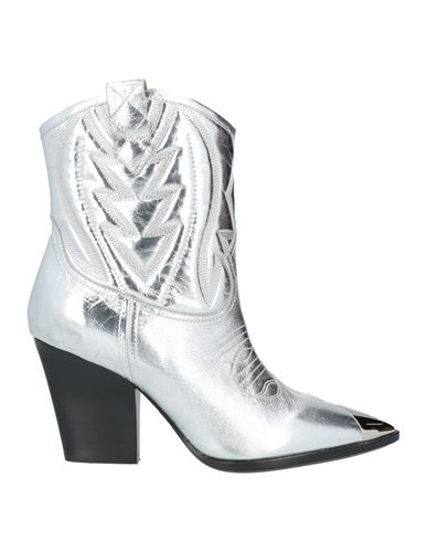 Lola Cruz Woman Ankle Boots Silver Size 6 Leather