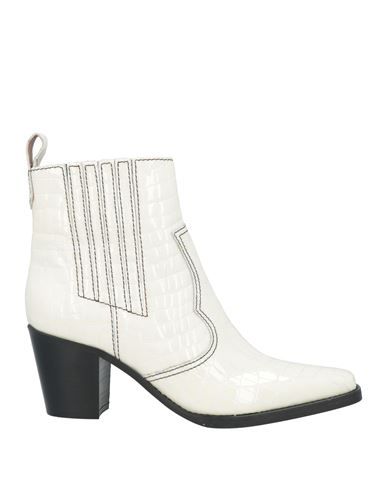 Shop Ganni Woman Ankle Boots Ivory Size 7 Leather In White