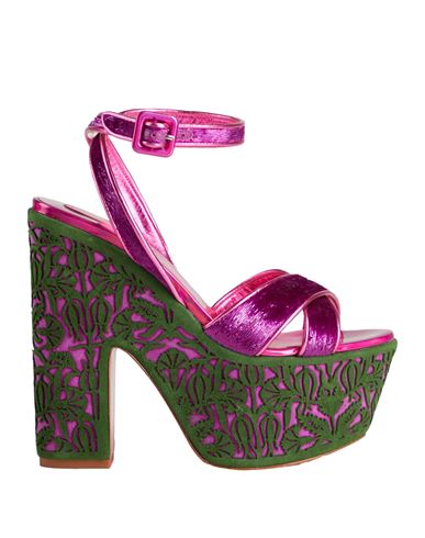Shop Christian Louboutin Woman Sandals Mauve Size 6 Leather, Textile Fibers In Purple