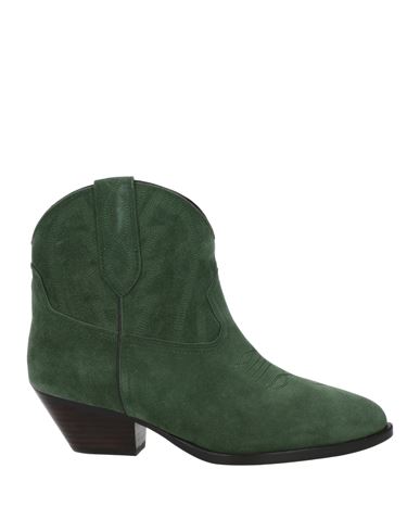 Lola Cruz Woman Ankle Boots Green Size 8 Leather
