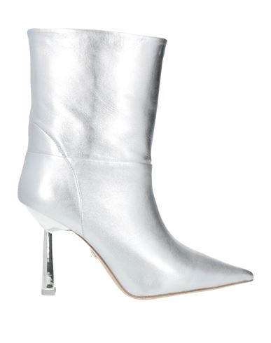 Lola Cruz Woman Ankle Boots Silver Size 8 Leather
