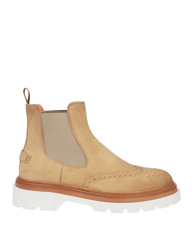 Santoni Man Ankle Boots Sand Size 9 Leather In Beige