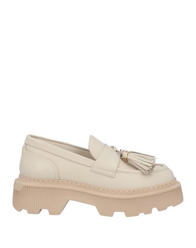 Santoni Woman Loafers Beige Size 8 Leather In Beige