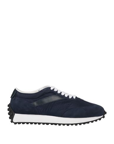 Shop Doucal's Man Sneakers Navy Blue Size 8 Leather, Textile Fibers