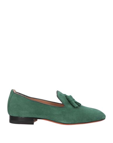 Shop Santoni Woman Loafers Green Size 8 Leather