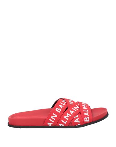 Balmain Woman Sandals Red Size 8 Polyester, Rubber, Calfskin
