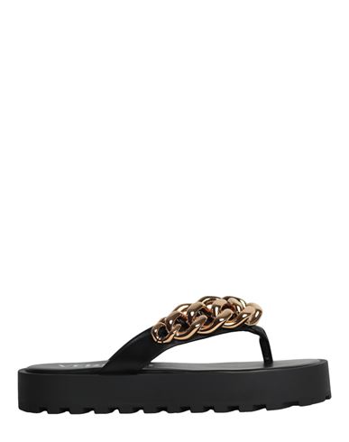 Shop Versace Chain Leather Sandals Woman Thong Sandal Black Size 8 Calfskin, Leather