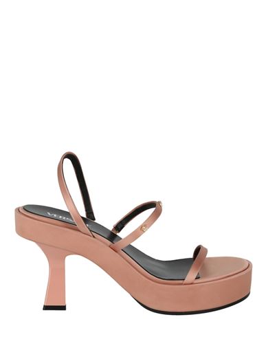 Shop Versace Silk Heeled Sandals Woman Sandals Pink Size 7.5 Silk, Polyamide, Elastane