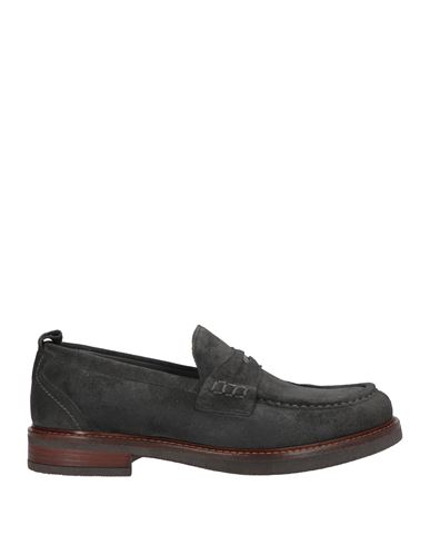 Pollini Man Loafers Steel Grey Size 9 Leather In Black