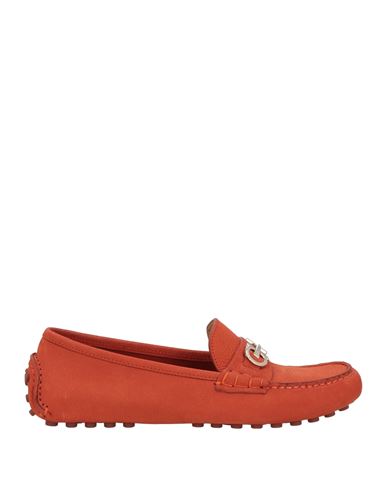 Ferragamo Woman Loafers Rust Size 7.5 Calfskin In Red