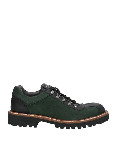 Pollini Man Lace-up Shoes Dark Green Size 9 Leather
