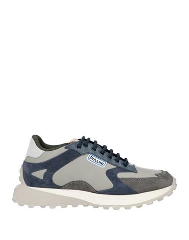 Shop Pollini Man Sneakers Grey Size 9 Leather, Textile Fibers