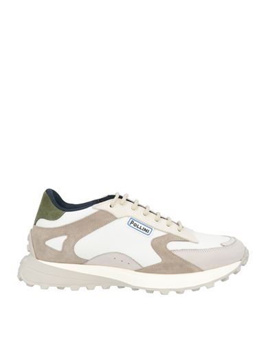 Pollini Man Sneakers Ivory Size 9 Leather, Textile Fibers In Multi