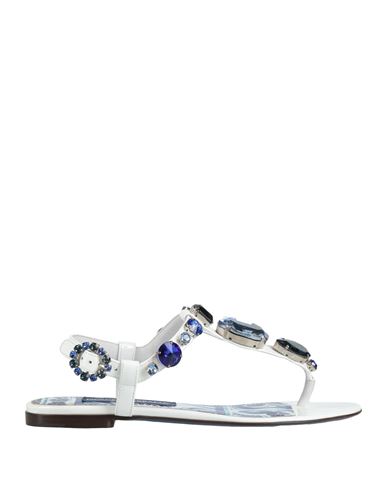 Shop Dolce & Gabbana Woman Thong Sandal White Size 7 Leather