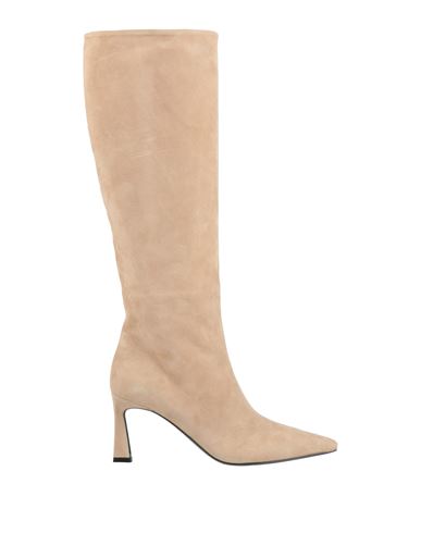 Pollini Woman Boot Sand Size 8 Leather In Neutral