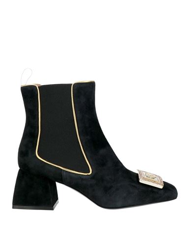 Pollini Woman Ankle Boots Black Size 8 Leather, Elastic Fibres