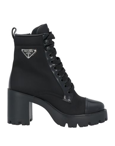 Shop Prada Woman Ankle Boots Black Size 6 Textile Fibers, Leather
