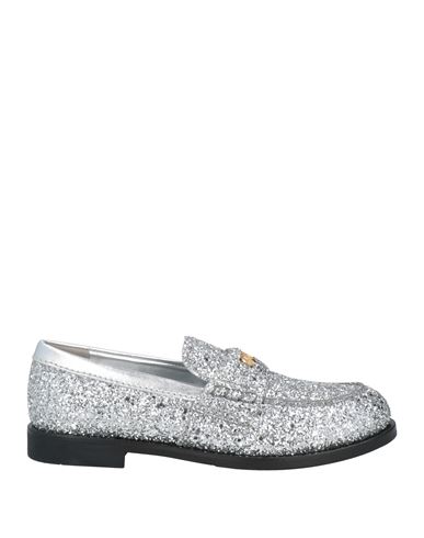 Shop Miu Miu Woman Loafers Silver Size 8 Textile Fibers