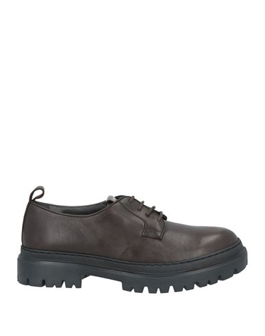 Shop Pollini Man Lace-up Shoes Dark Brown Size 9 Calfskin