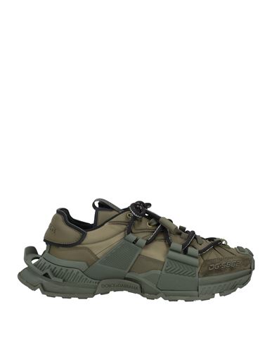 Dolce & Gabbana Man Sneakers Military Green Size 7 Cotton, Calfskin, Viscose, Polyamide, Elastane In Green