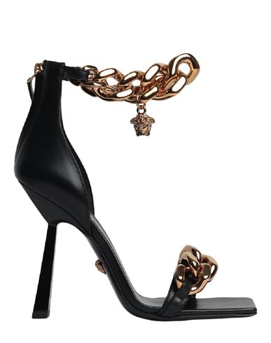 Shop Versace Medusa Chain Heel Sandals Woman Sandals Black Size 8 Leather