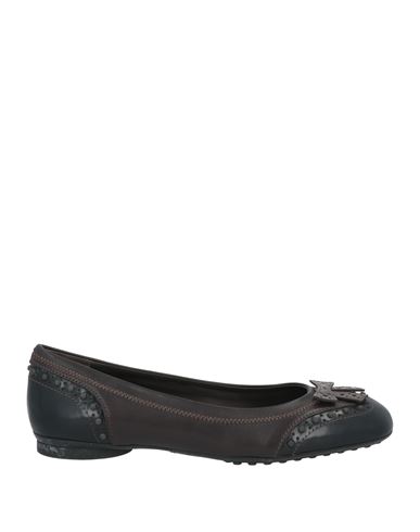Shop Tod's Woman Ballet Flats Dark Brown Size 6 Leather