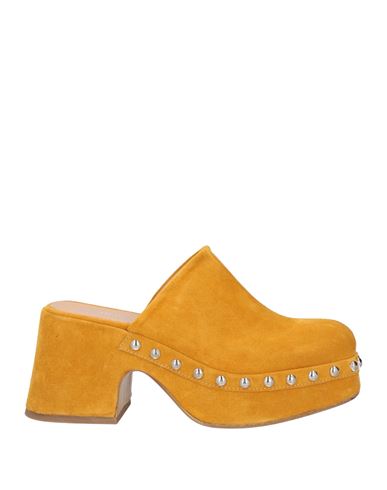 Shop Curiosite Curiosité Woman Mules & Clogs Mustard Size 11 Leather In Yellow