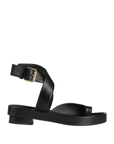 Shop Angelo Bervicato Woman Thong Sandal Black Size 6 Leather