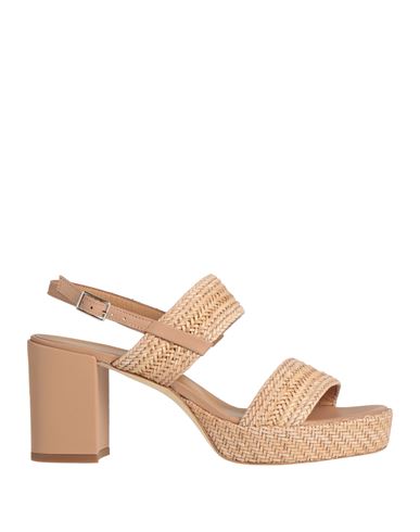 Shop Gianmarco Sorelli Woman Sandals Beige Size 11 Leather, Textile Fibers