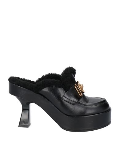Shop Versace Woman Mules & Clogs Black Size 6 Leather, Shearling