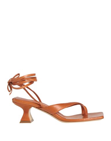 Shop Aldo Castagna Woman Thong Sandal Tan Size 6 Leather In Brown