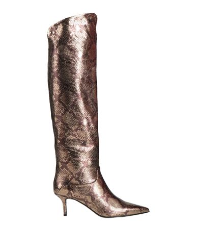 Fabi Woman Boot Gold Size 7 Leather In Burgundy