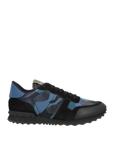 Valentino Multicolor Fabric And Nappa Leather Camouflage Sneakers In Blue