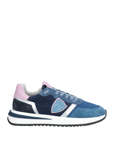 Philippe Model Woman Sneakers Navy Size 7 Leather, Textile Fibers In Navy Blue