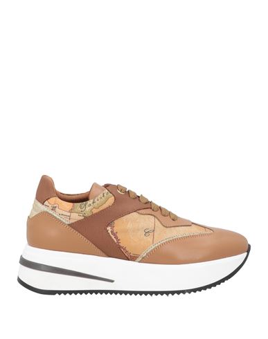 Shop Alviero Martini 1a Classe Woman Sneakers Camel Size 7 Polyurethane, Cow Leather, Pvc - Polyvinyl Chl In Beige