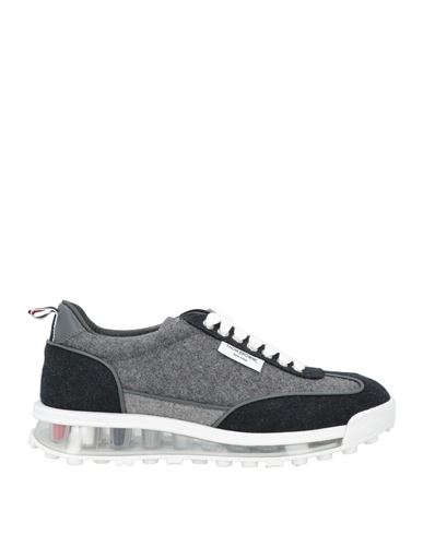 Thom Browne Flannel Sneakers With Iconic Tricolor Detail In Grey