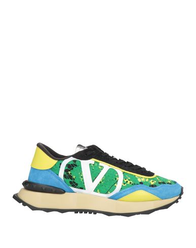Valentino Garavani Man Sneakers Green Size 9 Leather, Textile Fibers In Green