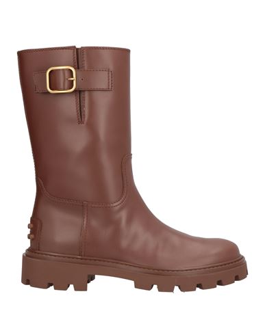 TOD'S TOD'S WOMAN ANKLE BOOTS BROWN SIZE 9 LEATHER 
